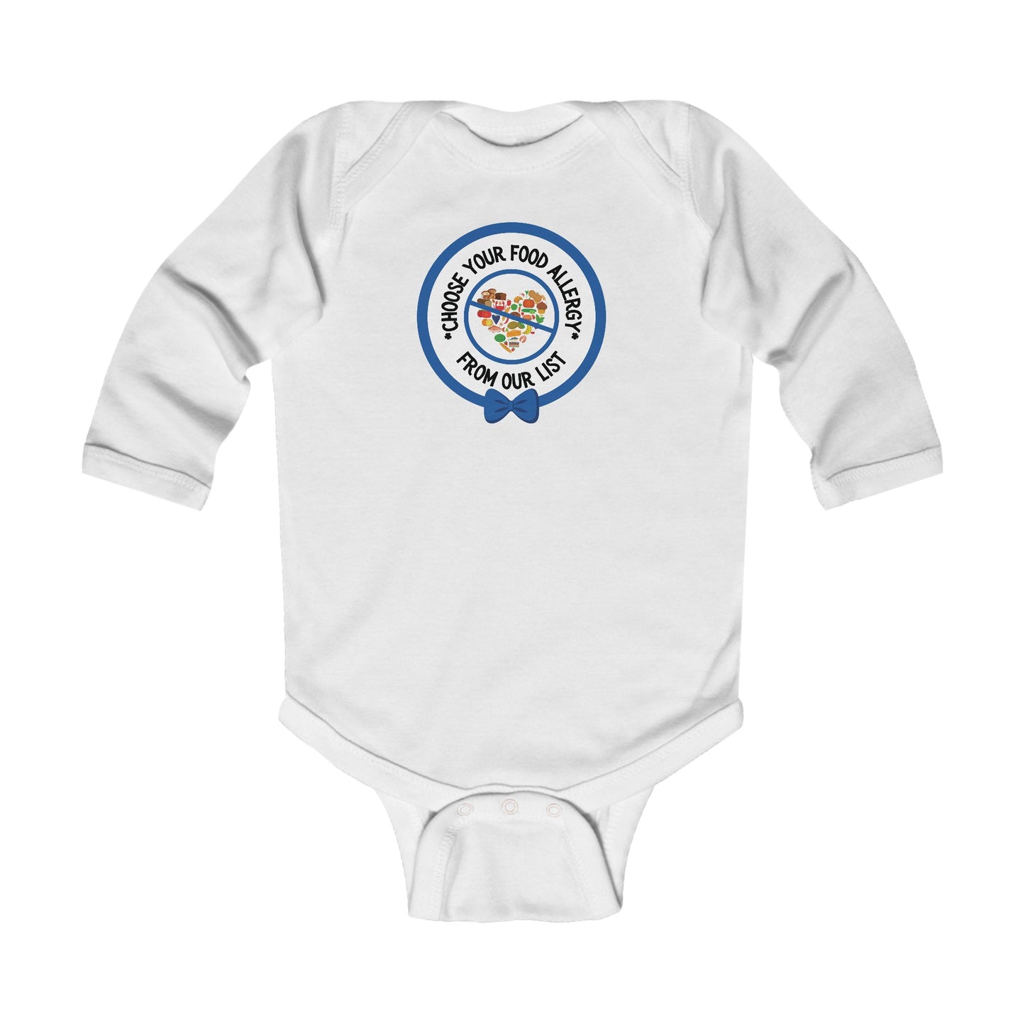 Other Food Allergies Blue Logo Long Sleeve Onesie