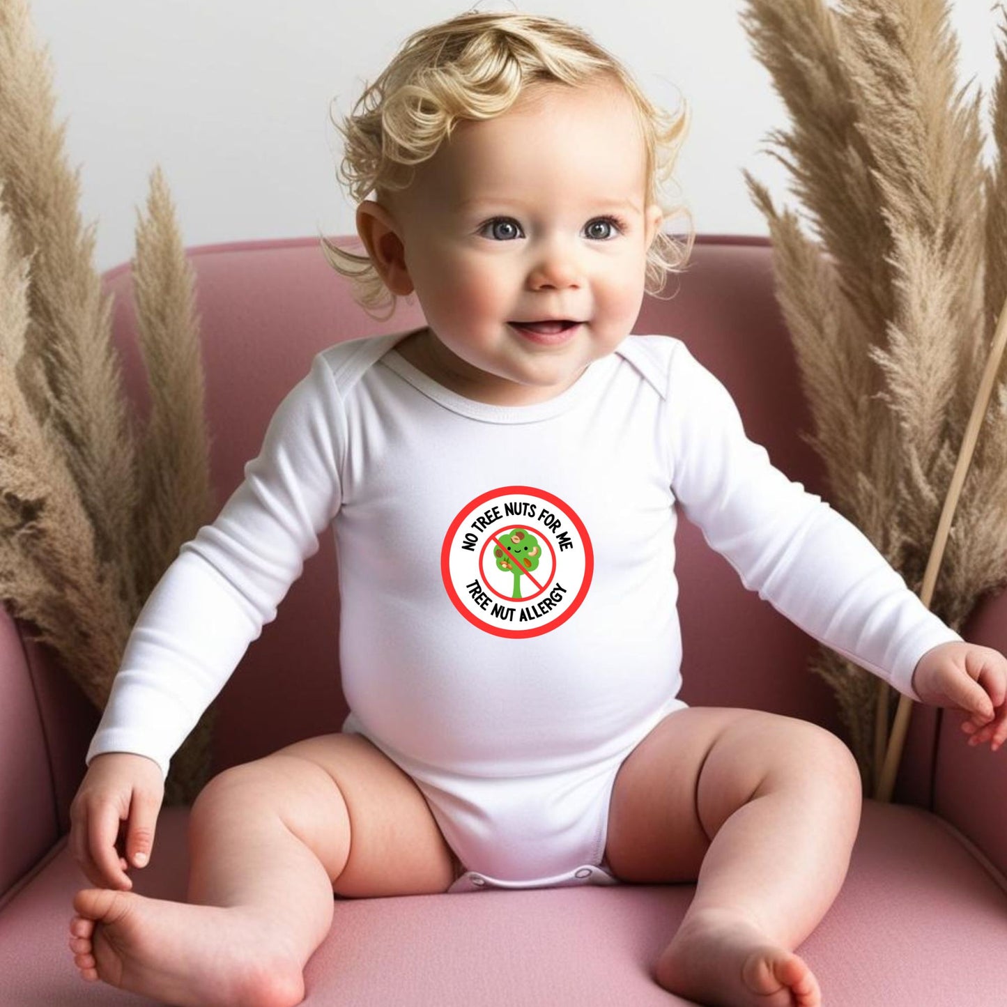 Tree Nut Allergy Red Logo Long Sleeve Onesie