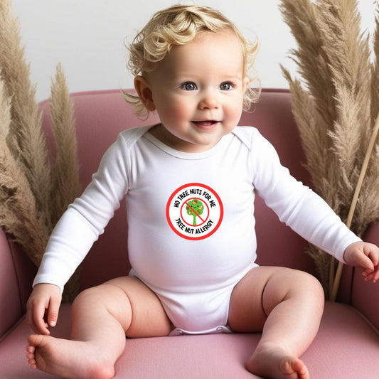 Tree Nut Allergy Red Logo Long Sleeve Onesie