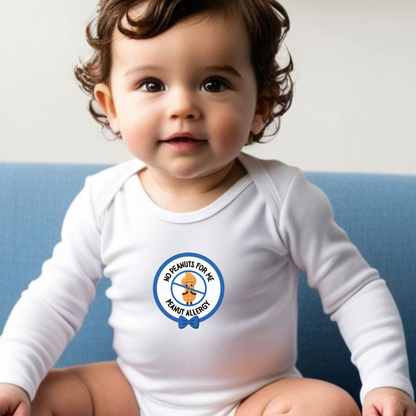 Peanut Allergy Blue Logo Long Sleeve Onesie