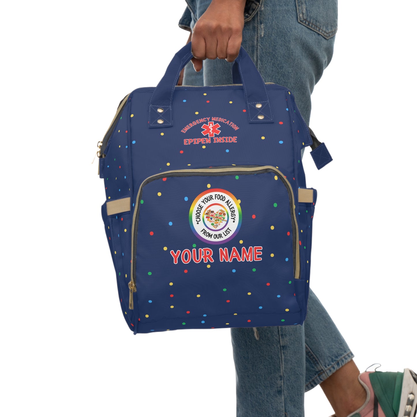 Blue Polka Dot Diaper Backpack