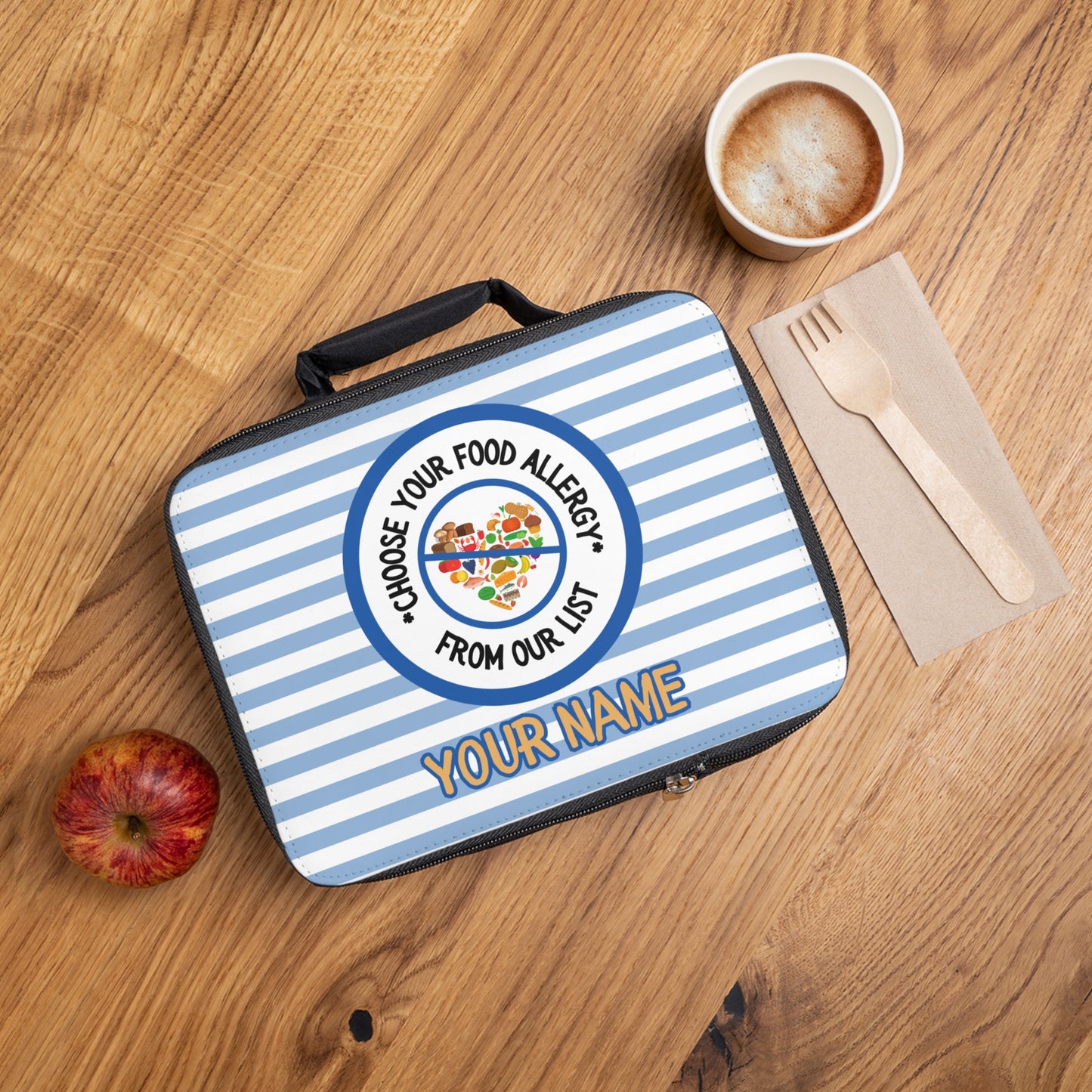Blue Striped Food Allergy Lunchbox