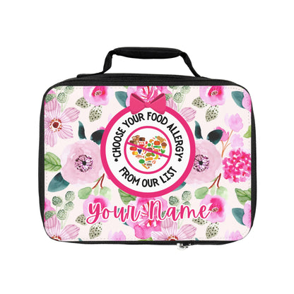 Pink Floral Food Allergy Lunchbox
