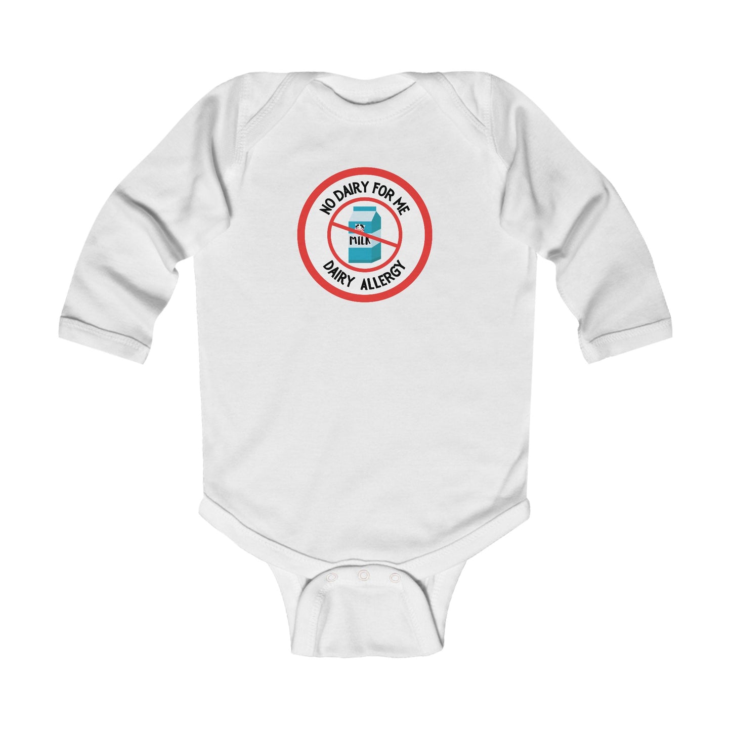 Dairy Allergy Red Logo Long Sleeve Onesie