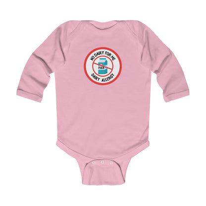 Dairy Allergy Red Logo Long Sleeve Onesie