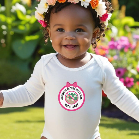 Nut Allergy Pink Logo Long Sleeve Onesie