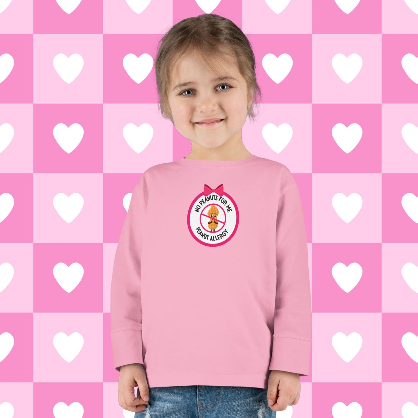 Peanut Allergy Pink Logo Toddler Long Sleeve