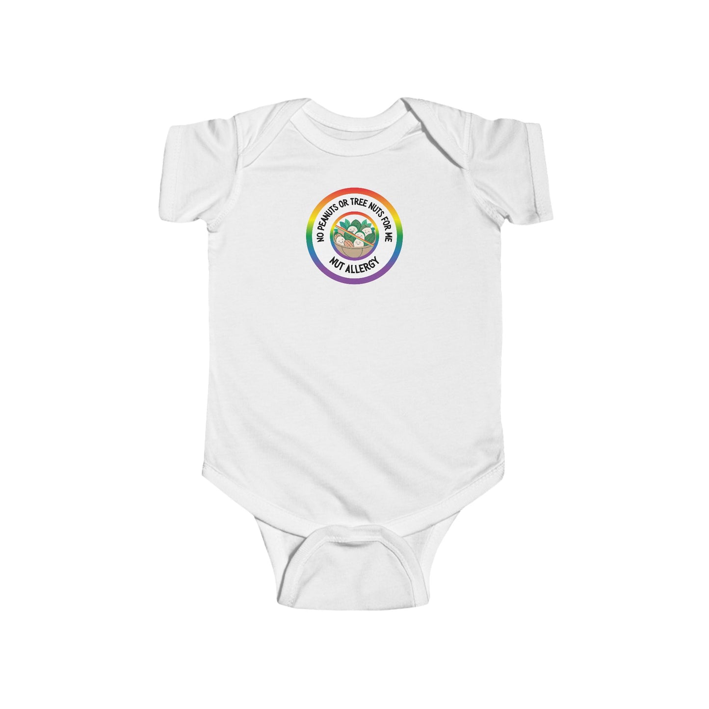 Nut Allergy Rainbow Logo Short Sleeve Onesie