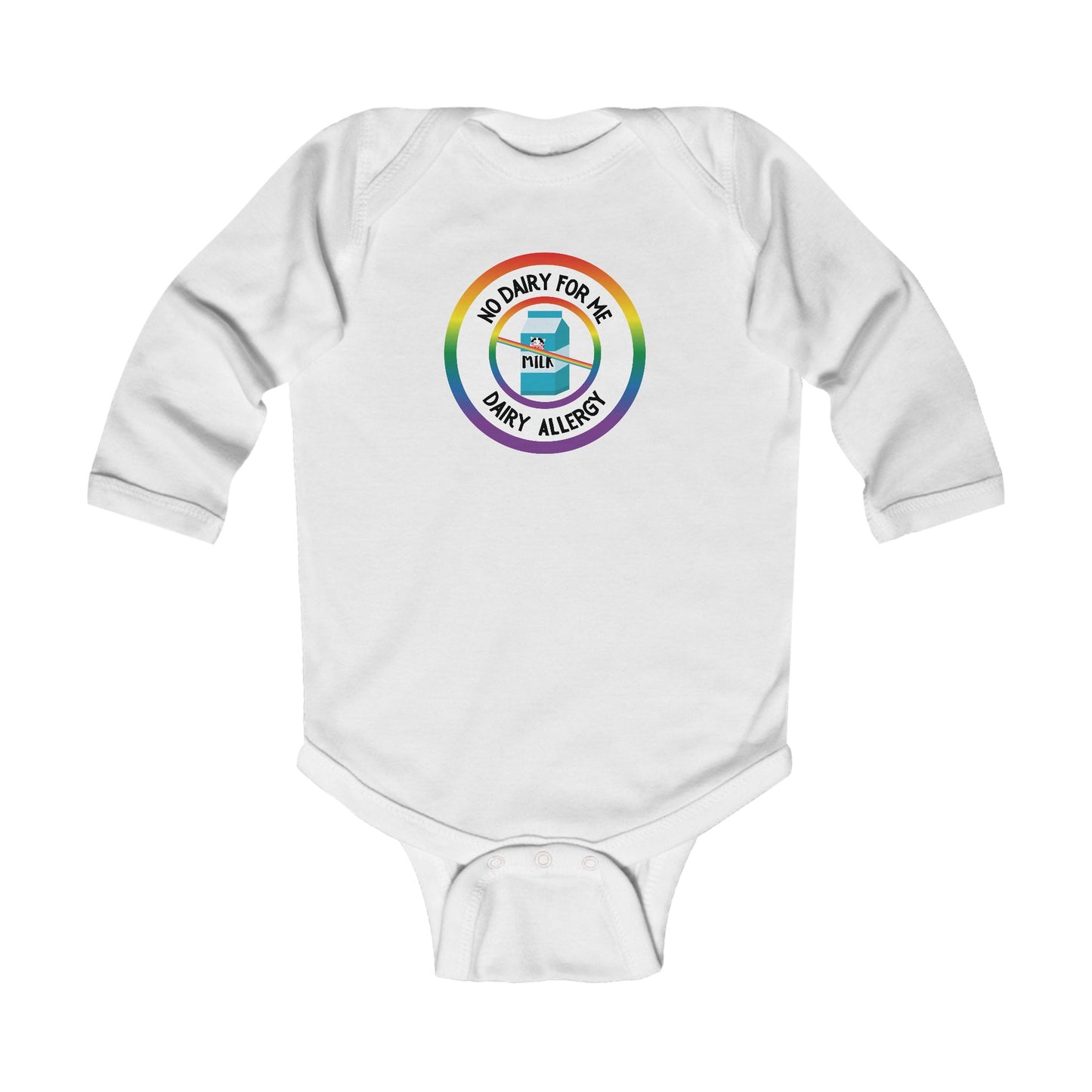 Dairy Allergy Rainbow Logo Long Sleeve Onesie