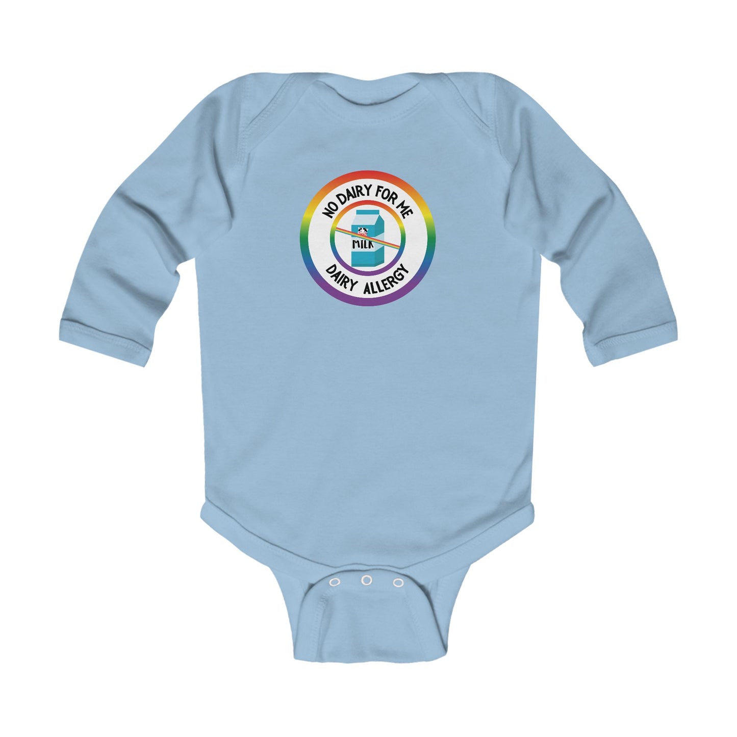 Dairy Allergy Rainbow Logo Long Sleeve Onesie