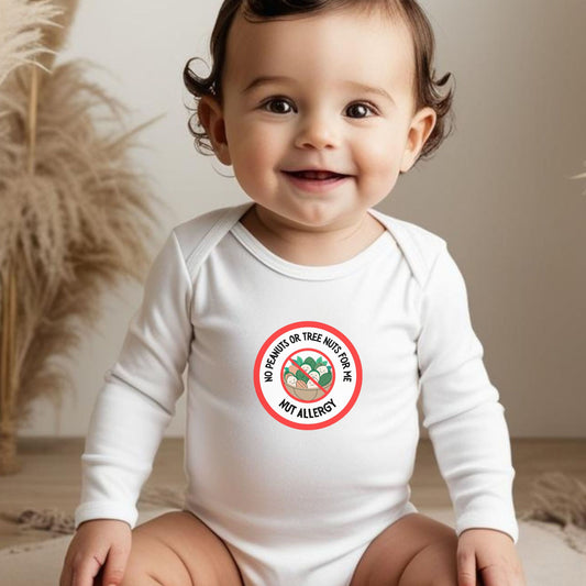 Nut Allergy Red Logo Long Sleeve Onesie