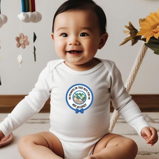 Nut Allergy Blue Logo Long Sleeve Onesie