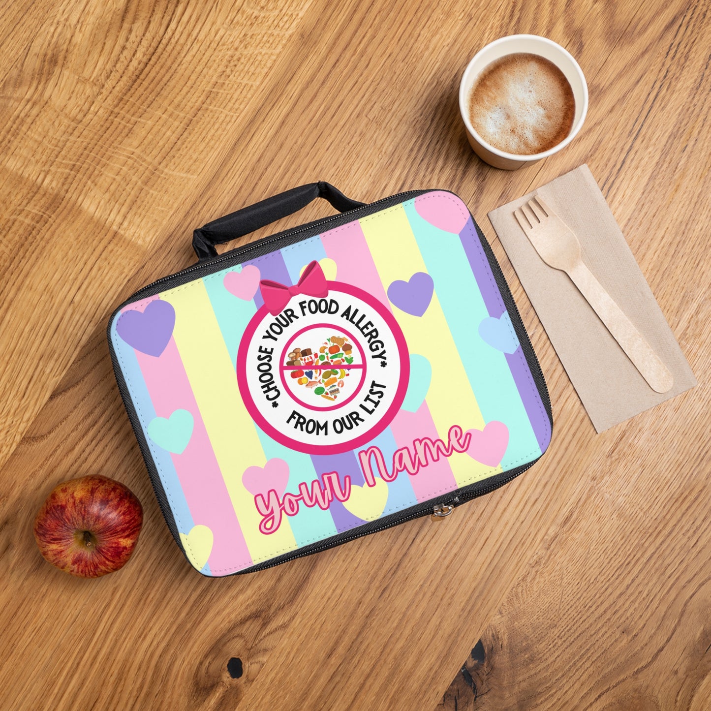 Pastel Hearts Food Allergy Lunchbox
