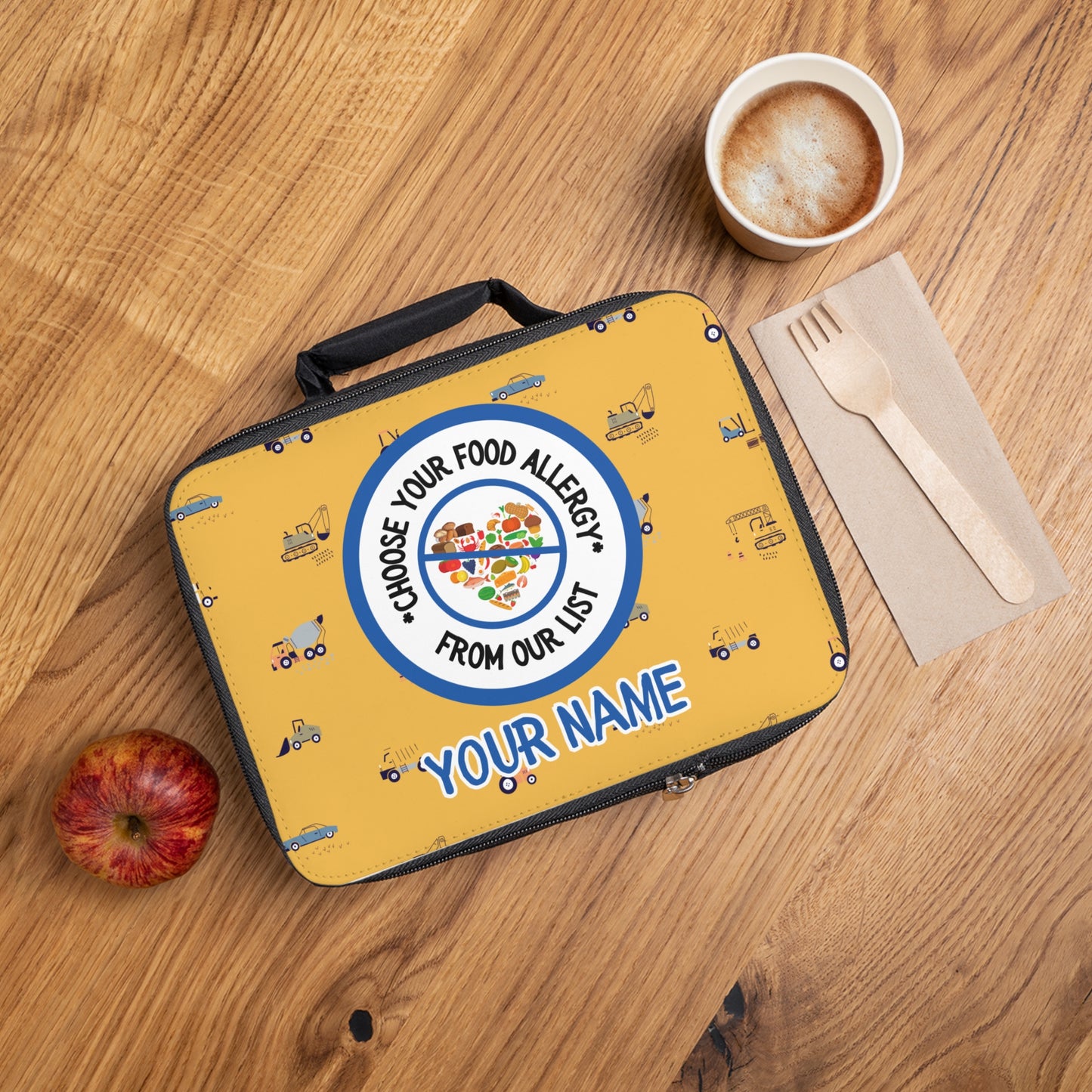 Yellow Trucks Food Allergy Lunchbox