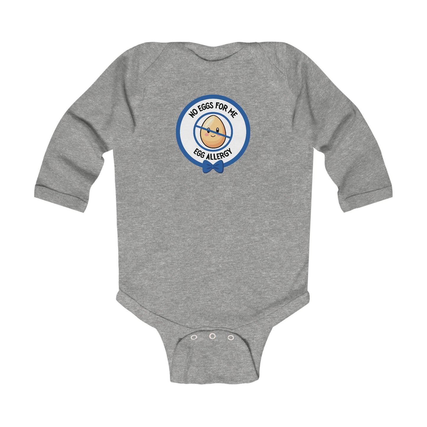 Egg Allergy Blue Logo Long Sleeve Onesie