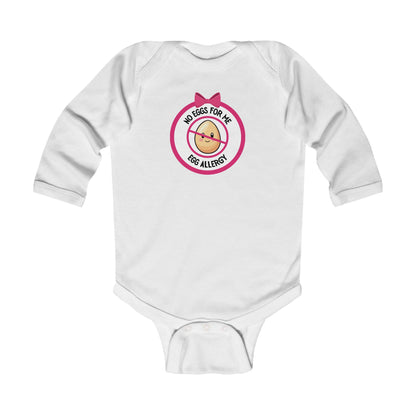 Egg Allergy Pink Logo Long Sleeve Onesie