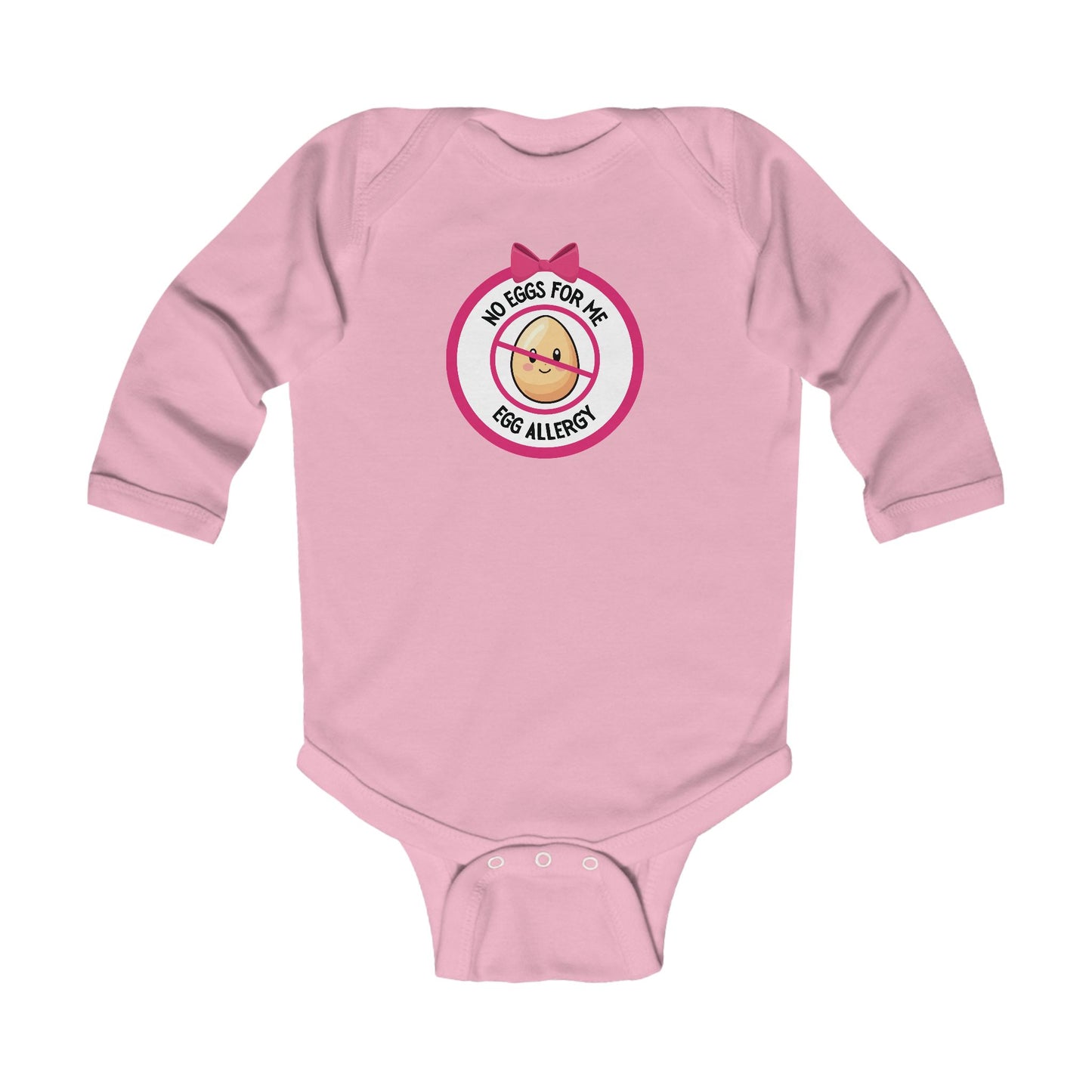 Egg Allergy Pink Logo Long Sleeve Onesie