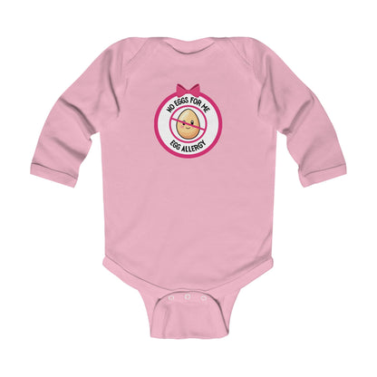 Egg Allergy Pink Logo Long Sleeve Onesie