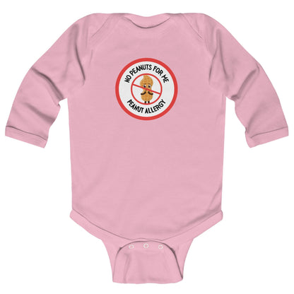 Peanut Allergy Red Logo Long Sleeve Onesie
