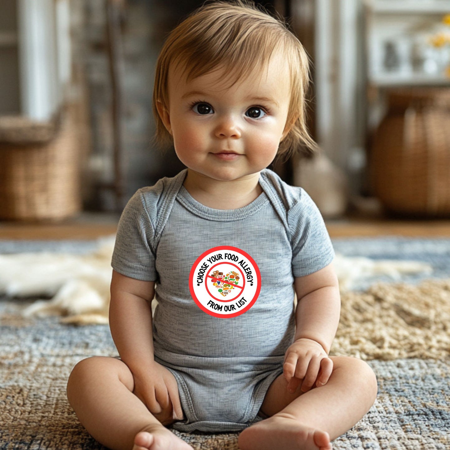 Other Food Allergies Red Logo Short Sleeve Onesie
