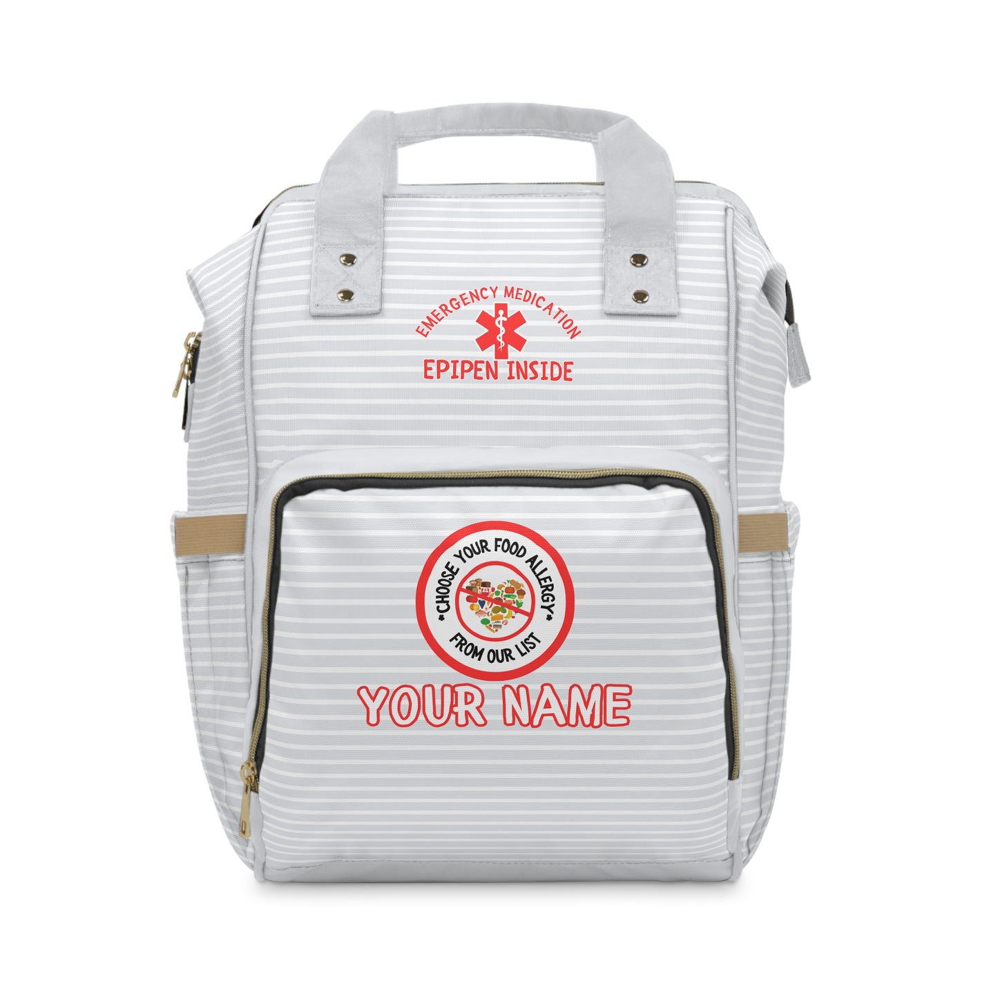 Gray Striped Diaper Backpack
