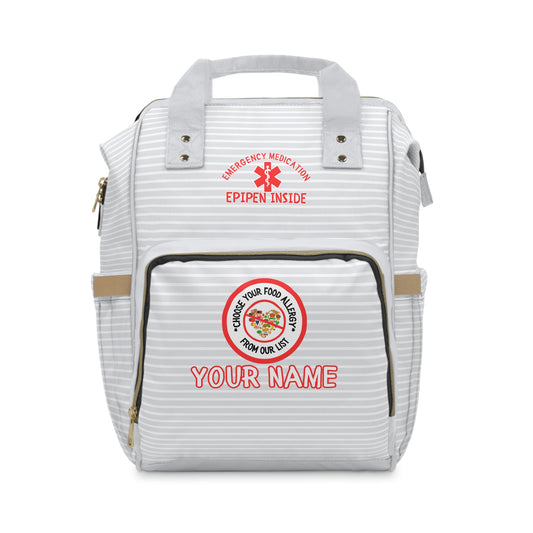 Gray Striped Diaper Backpack