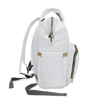 Gray Striped Diaper Backpack