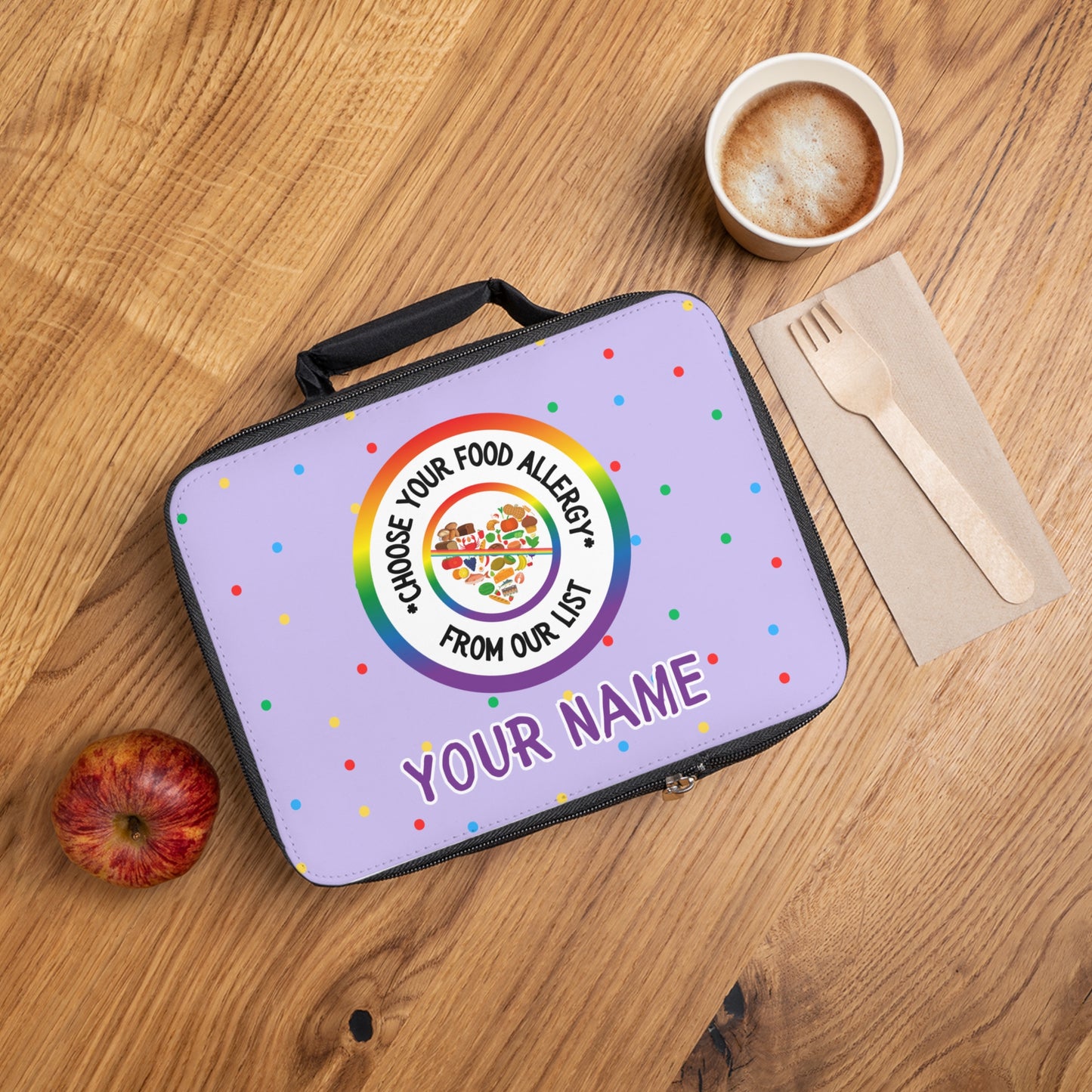 Purple Polka Dot Food Allergy Lunchbox