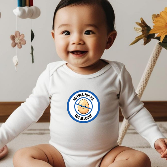 Egg Allergy Blue Logo Long Sleeve Onesie