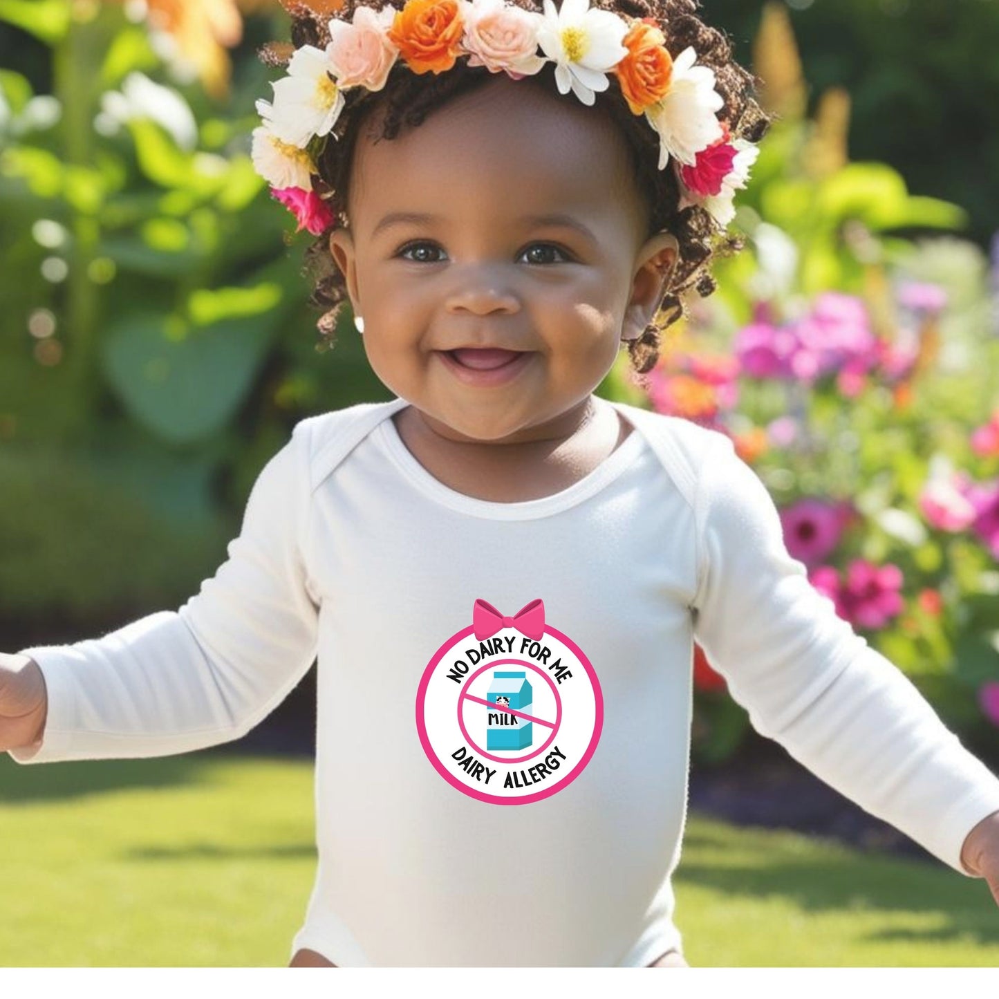 Dairy Allergy Pink Logo Long Sleeve Onesie