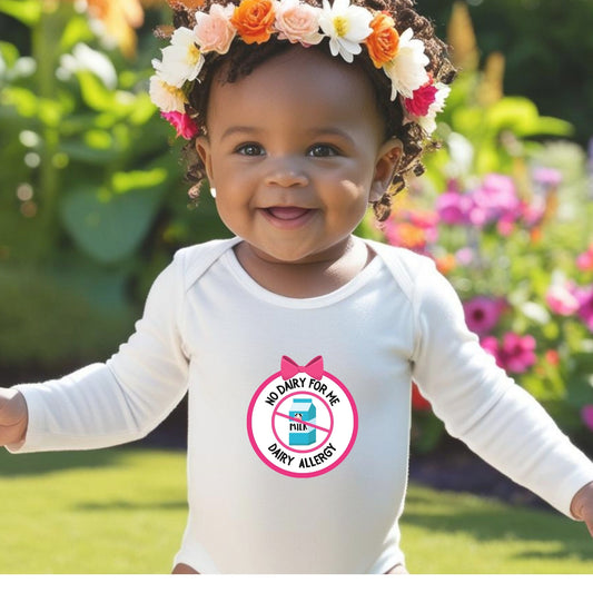 Dairy Allergy Pink Logo Long Sleeve Onesie