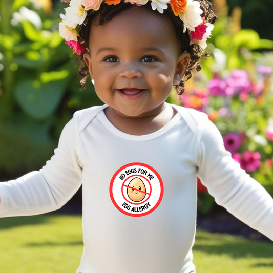 Egg Allergy Red Logo Long Sleeve Onesie