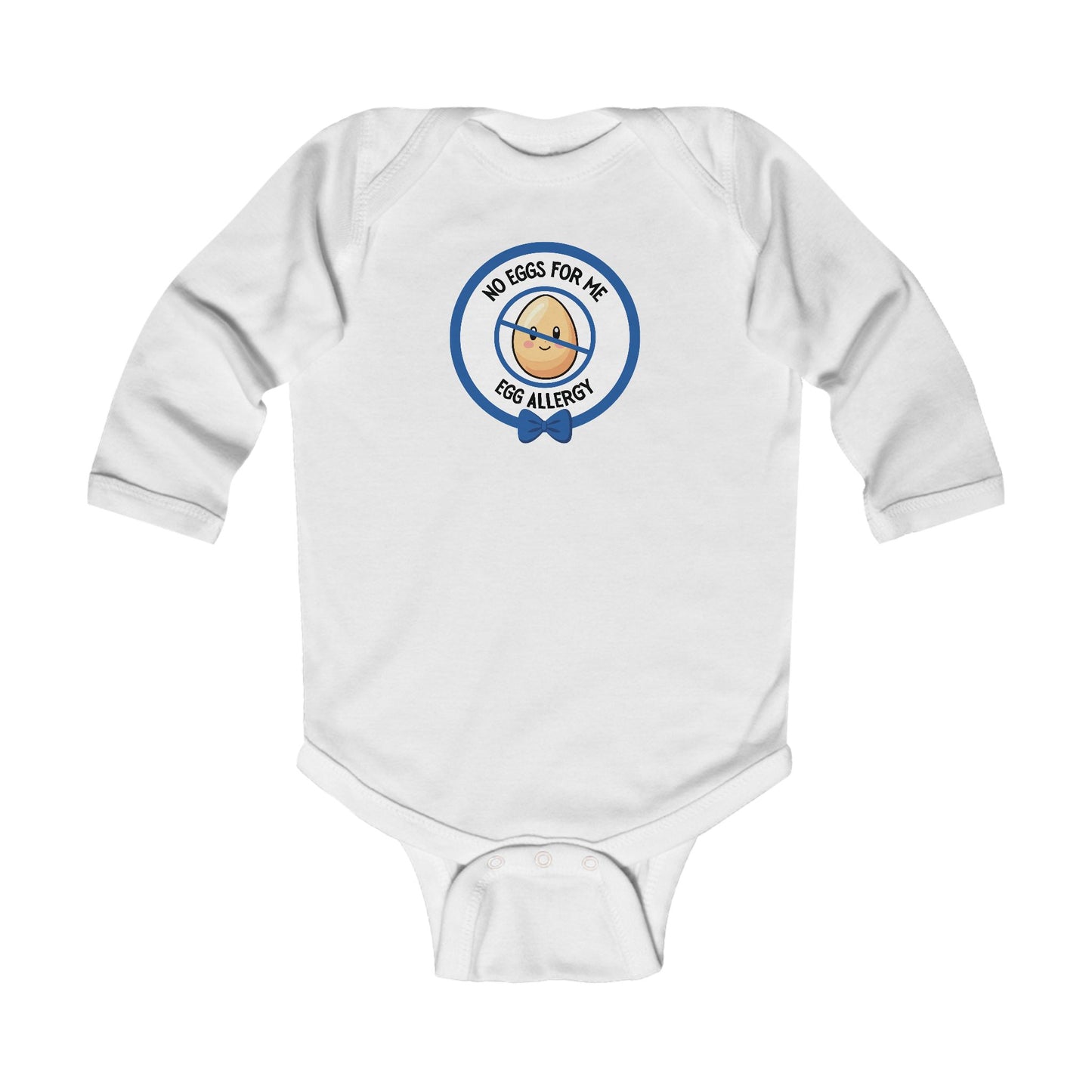 Egg Allergy Blue Logo Long Sleeve Onesie
