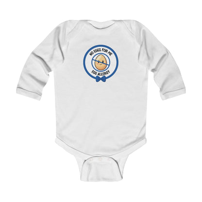 Egg Allergy Blue Logo Long Sleeve Onesie