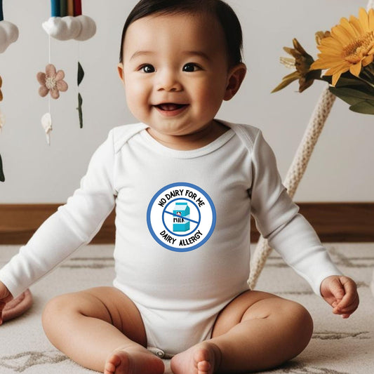 Dairy Allergy Blue Logo Long Sleeve Onesie