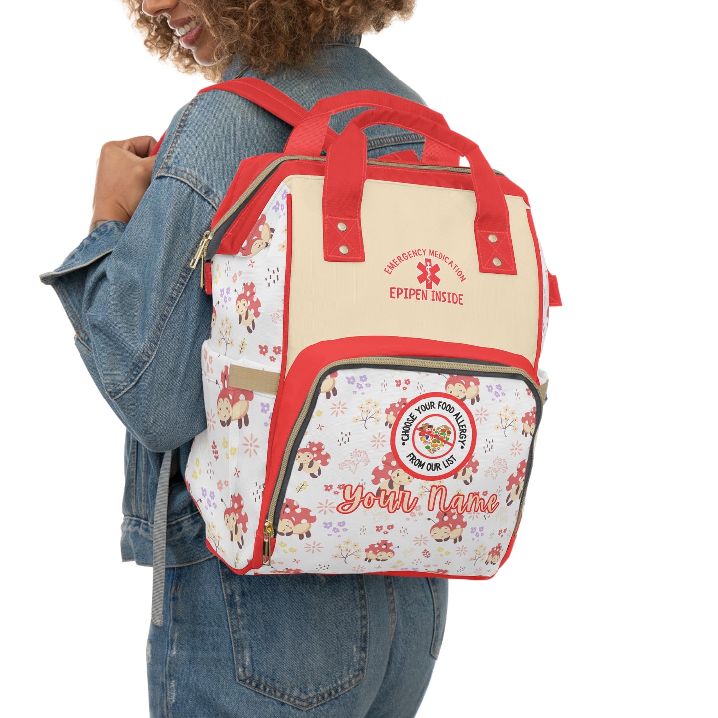 Ladybug Food Allergy Diaper Backpack
