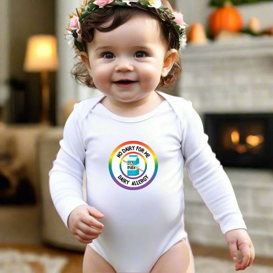 Dairy Allergy Rainbow Logo Long Sleeve Onesie