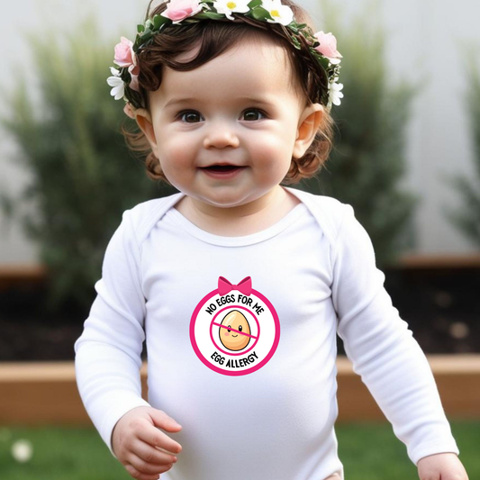 Egg Allergy Pink Logo Long Sleeve Onesie