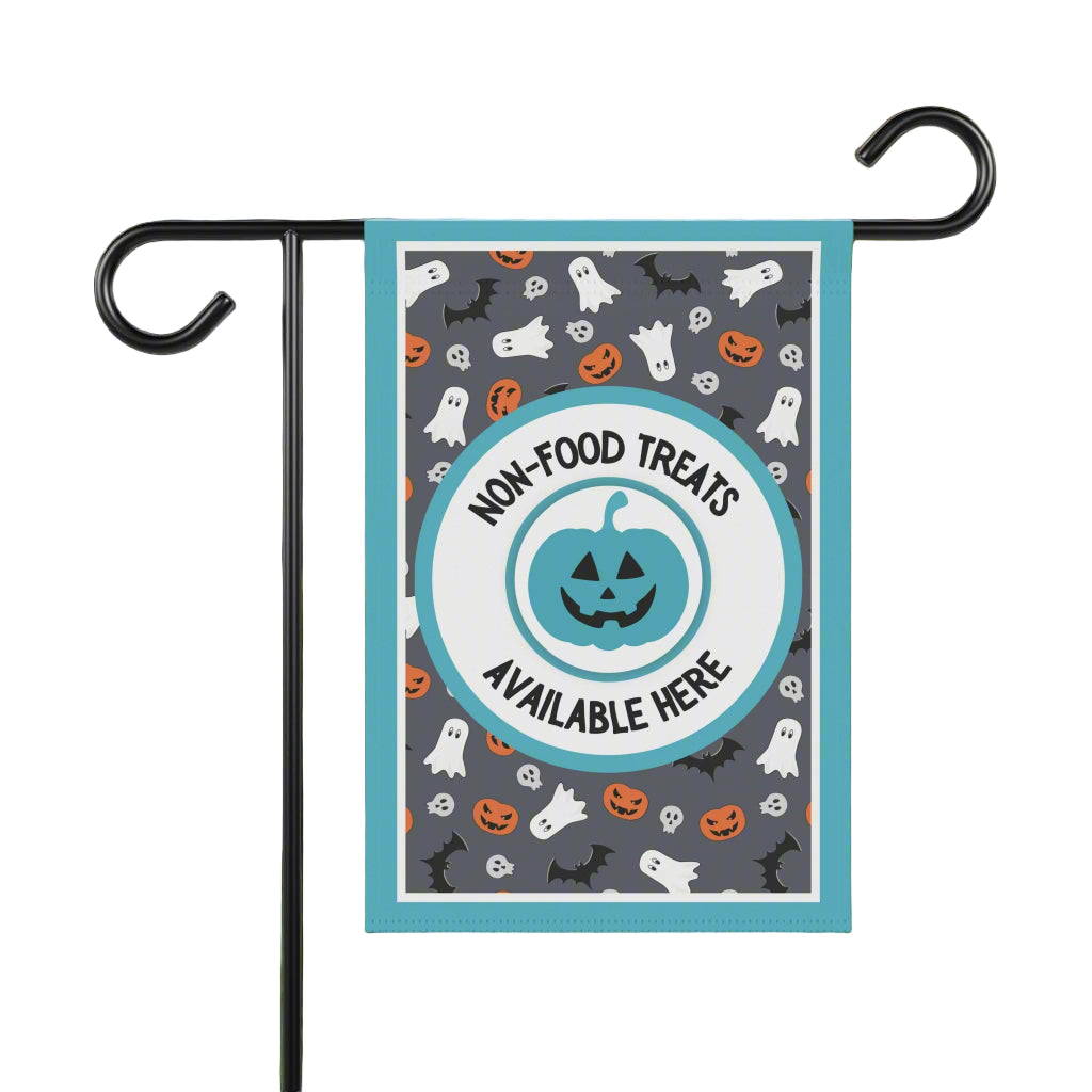 Halloween Food Allergy Garden Flag – Food Allergy Awareness Yard Sign with Ghosts Bats and Pumpkin