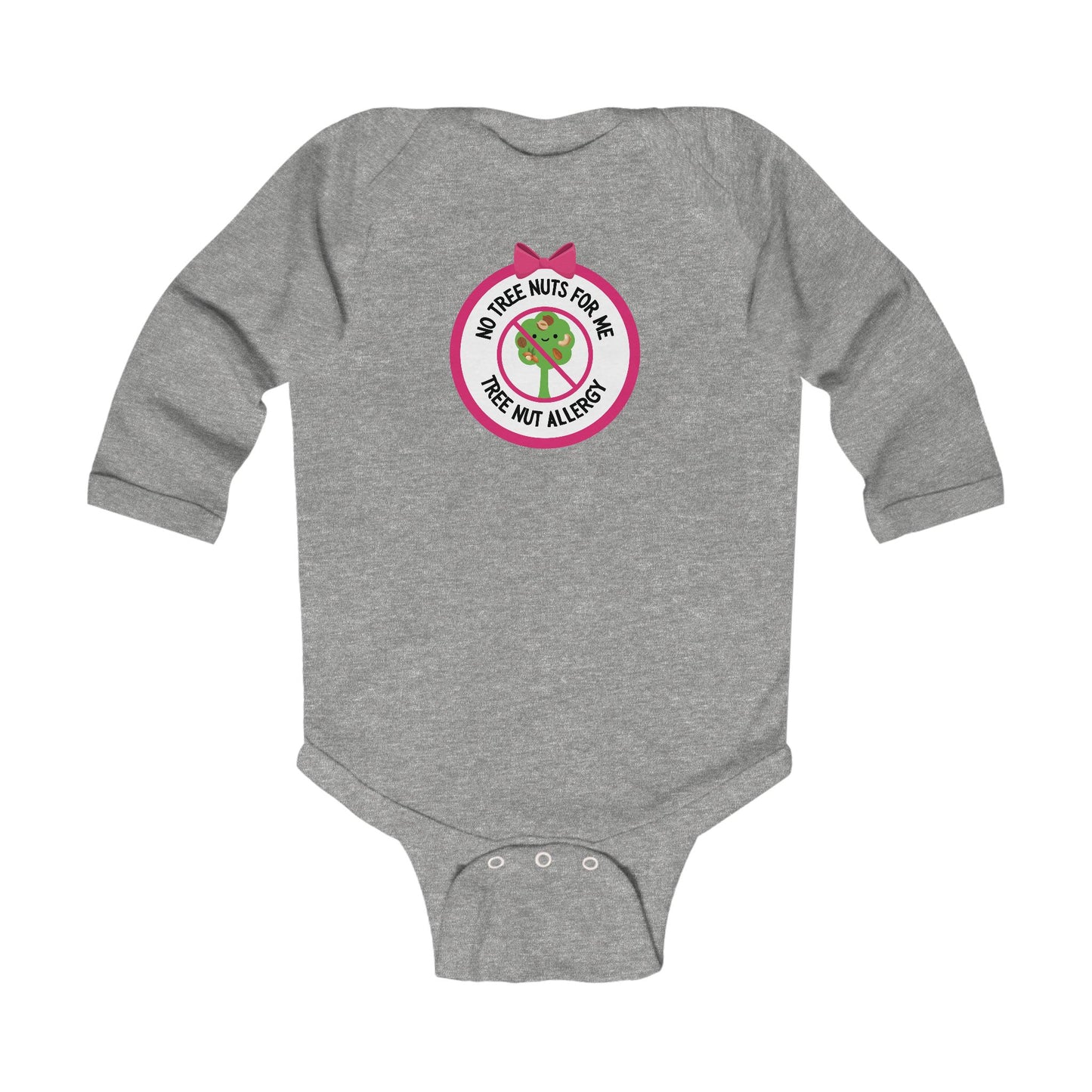 Tree Nut Allergy Pink Logo Long Sleeve Onesie