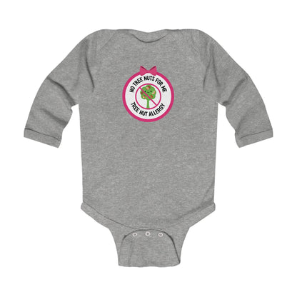 Tree Nut Allergy Pink Logo Long Sleeve Onesie