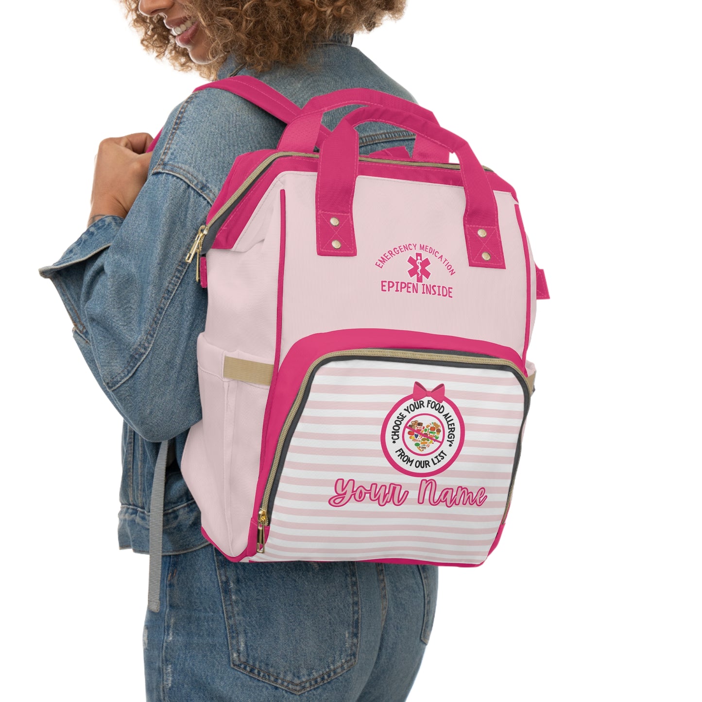 Pink Striped Diaper Backpack