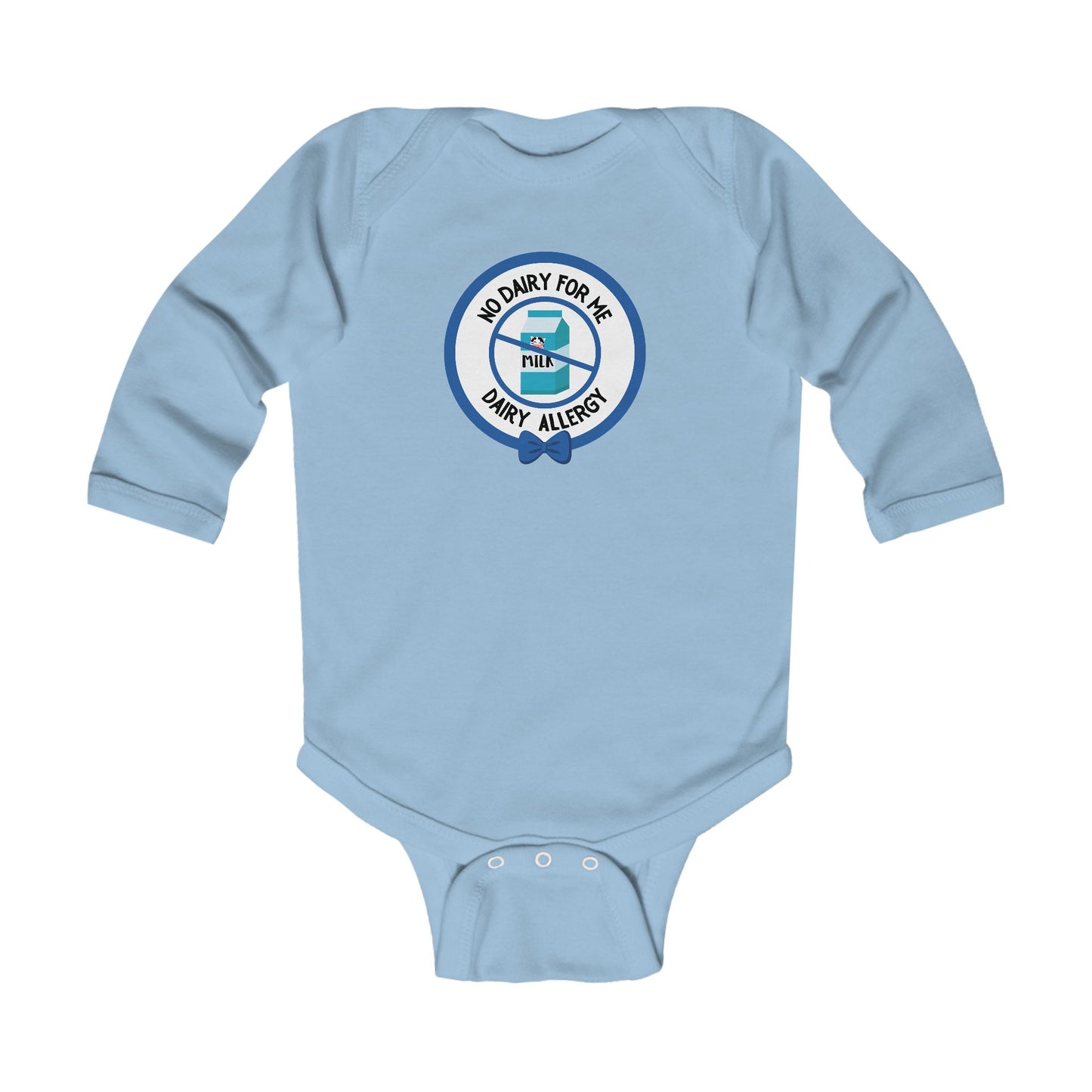 Dairy Allergy Blue Logo Long Sleeve Onesie