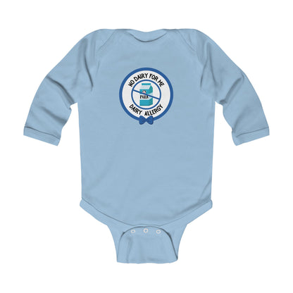 Dairy Allergy Blue Logo Long Sleeve Onesie