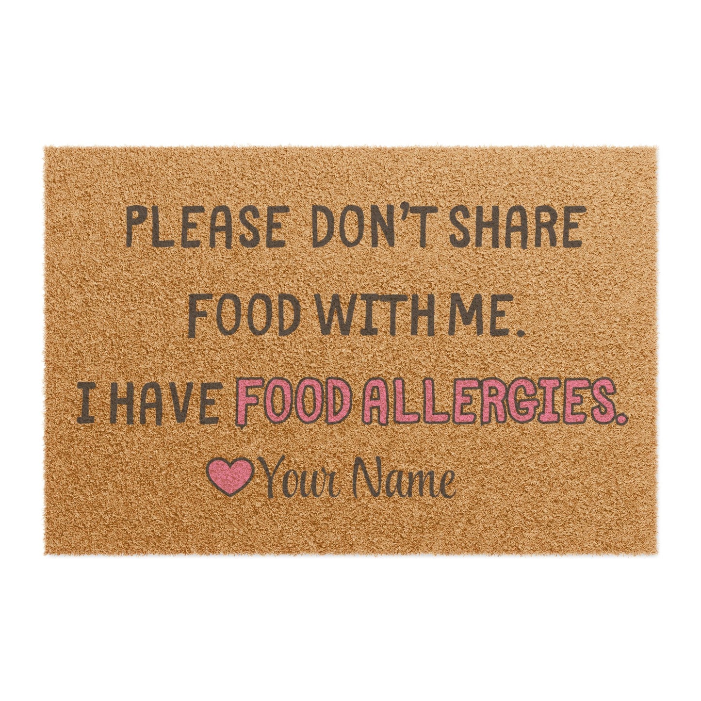 Pink Food Allergies Doormat