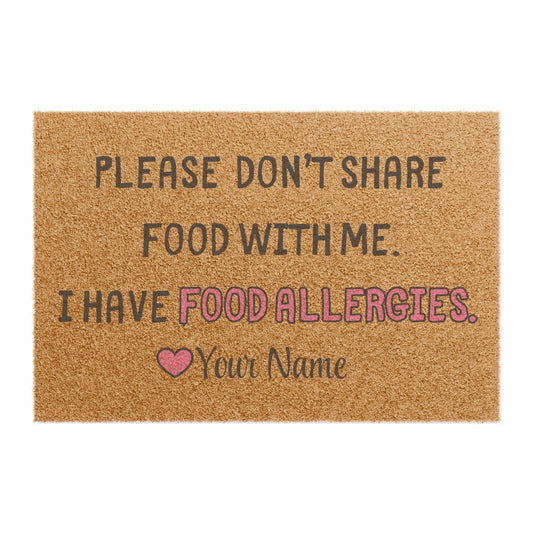 Pink Food Allergies Doormat