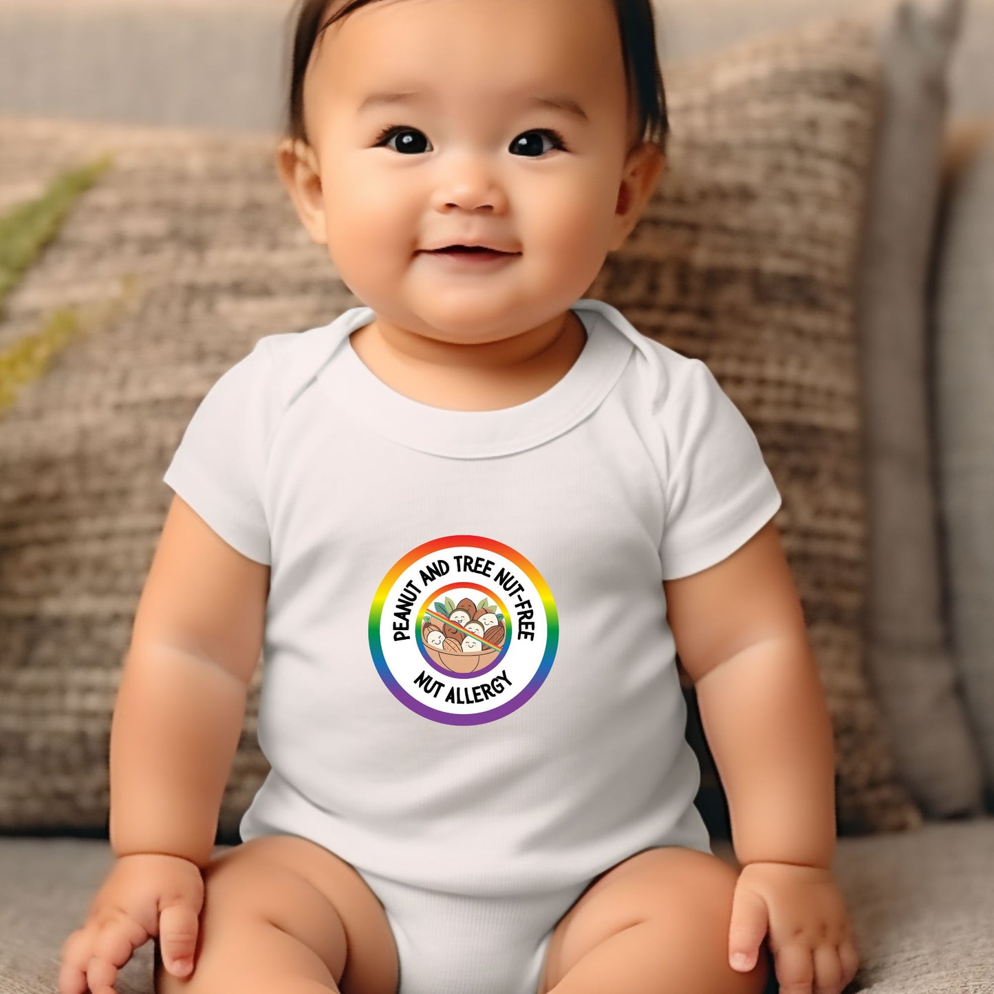 Nut Allergy Rainbow Logo Short Sleeve Onesie