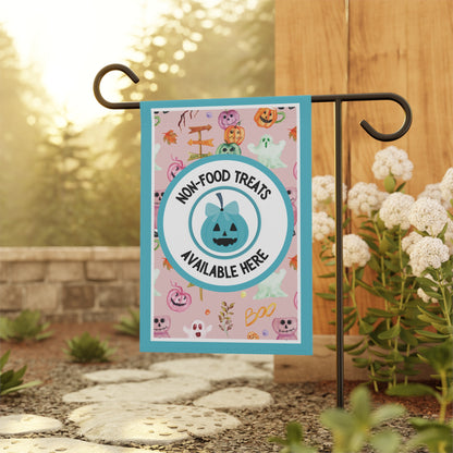 Teal Bow Pumpkin Print Food Allergy Garden Flag-Halloween Garden Flag – Food Allergy Awareness Yard Sign with Purple, Pink & Orange Pumpkins
