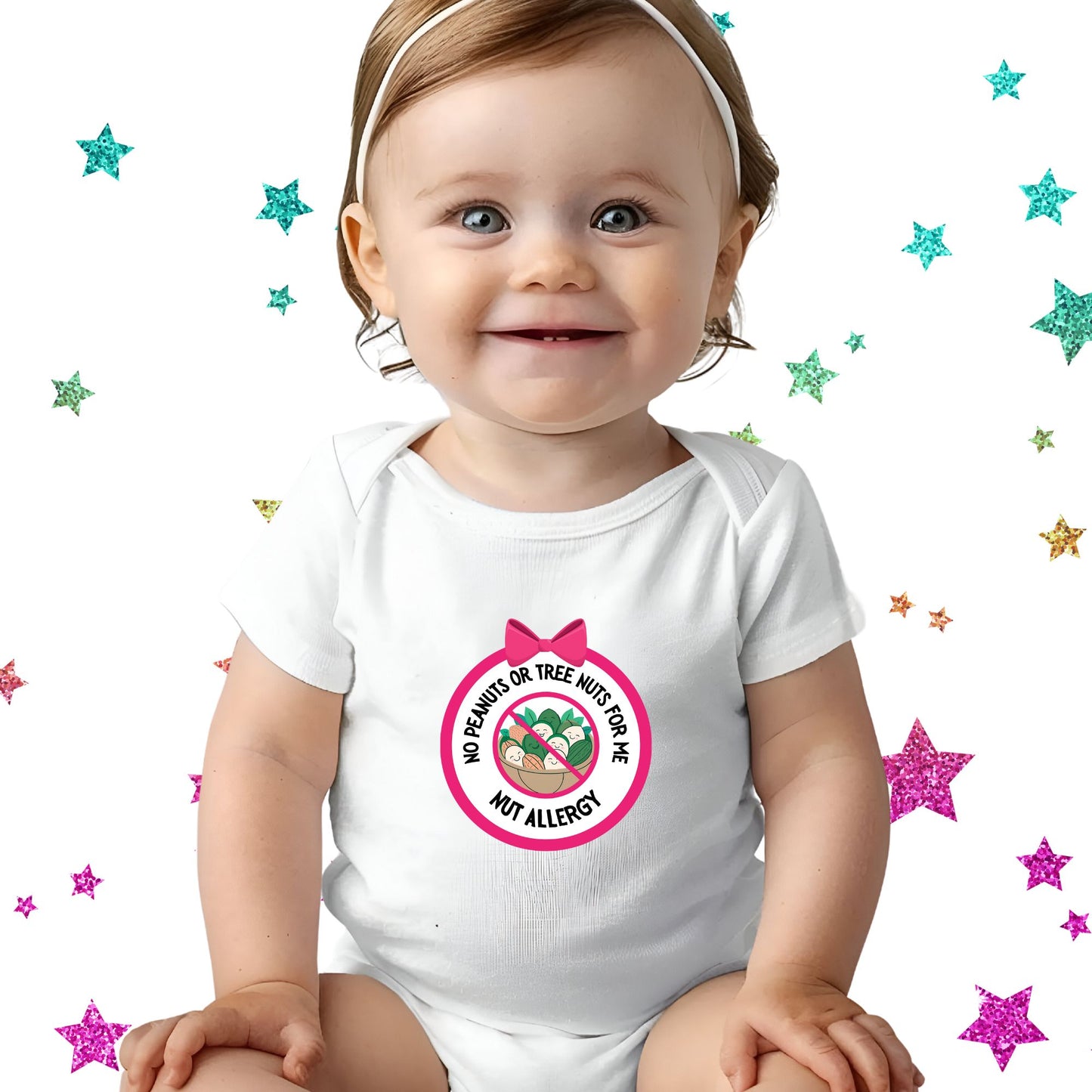 Nut Allergy Pink Logo Short Sleeve Onesie