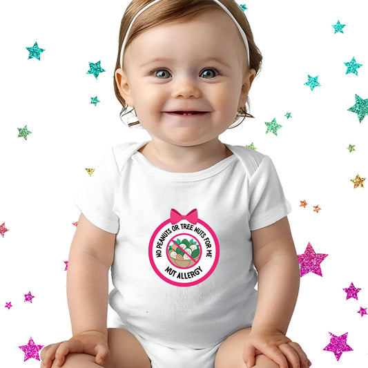 Nut Allergy Pink Logo Short Sleeve Onesie